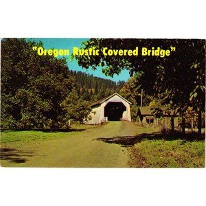 Hayden Covered Bridge Postcard Travel Souvenir Unposted Oregon Rustic Vintage